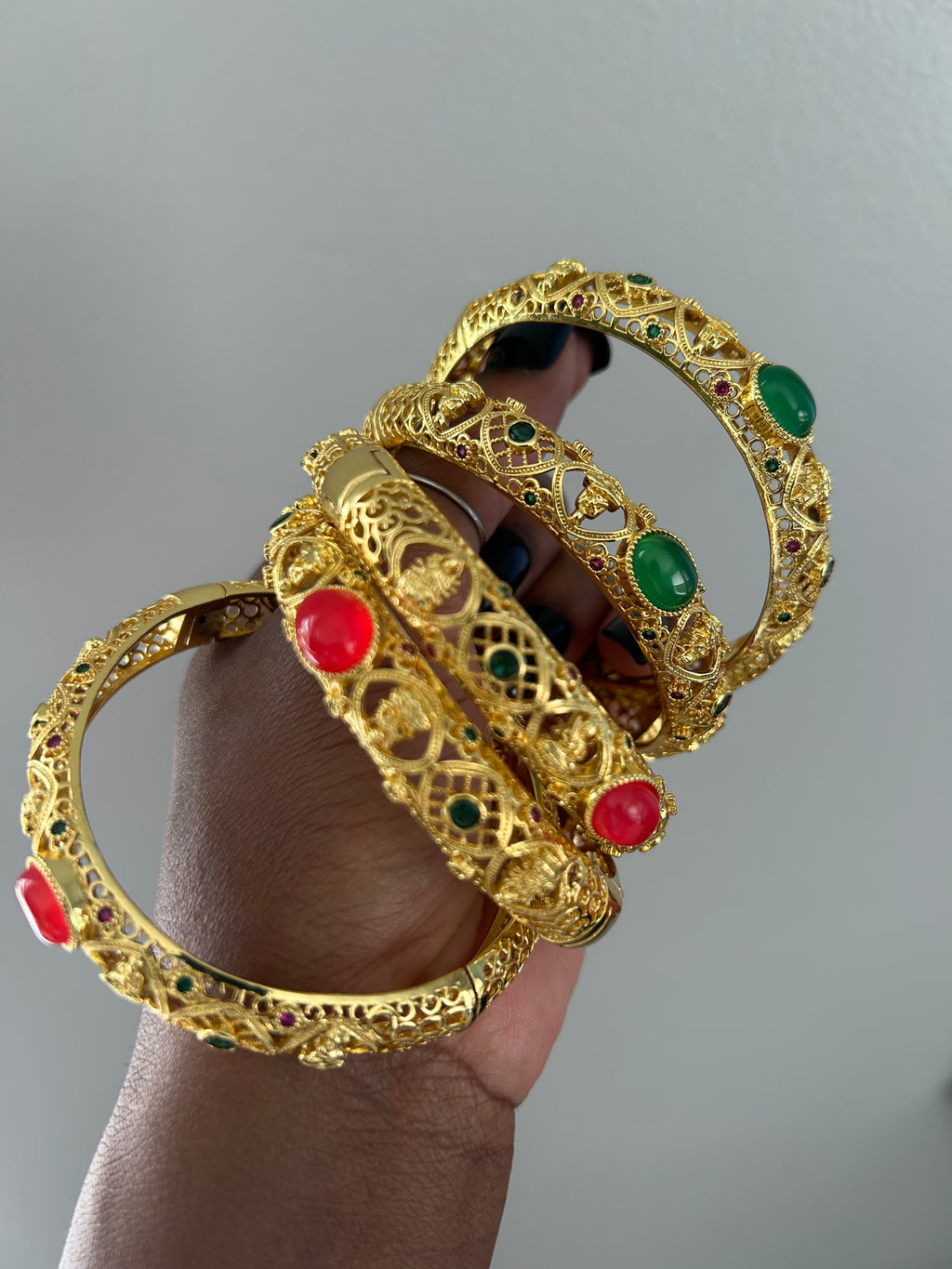 Vintage Gold Plated Bangle with Red Agate