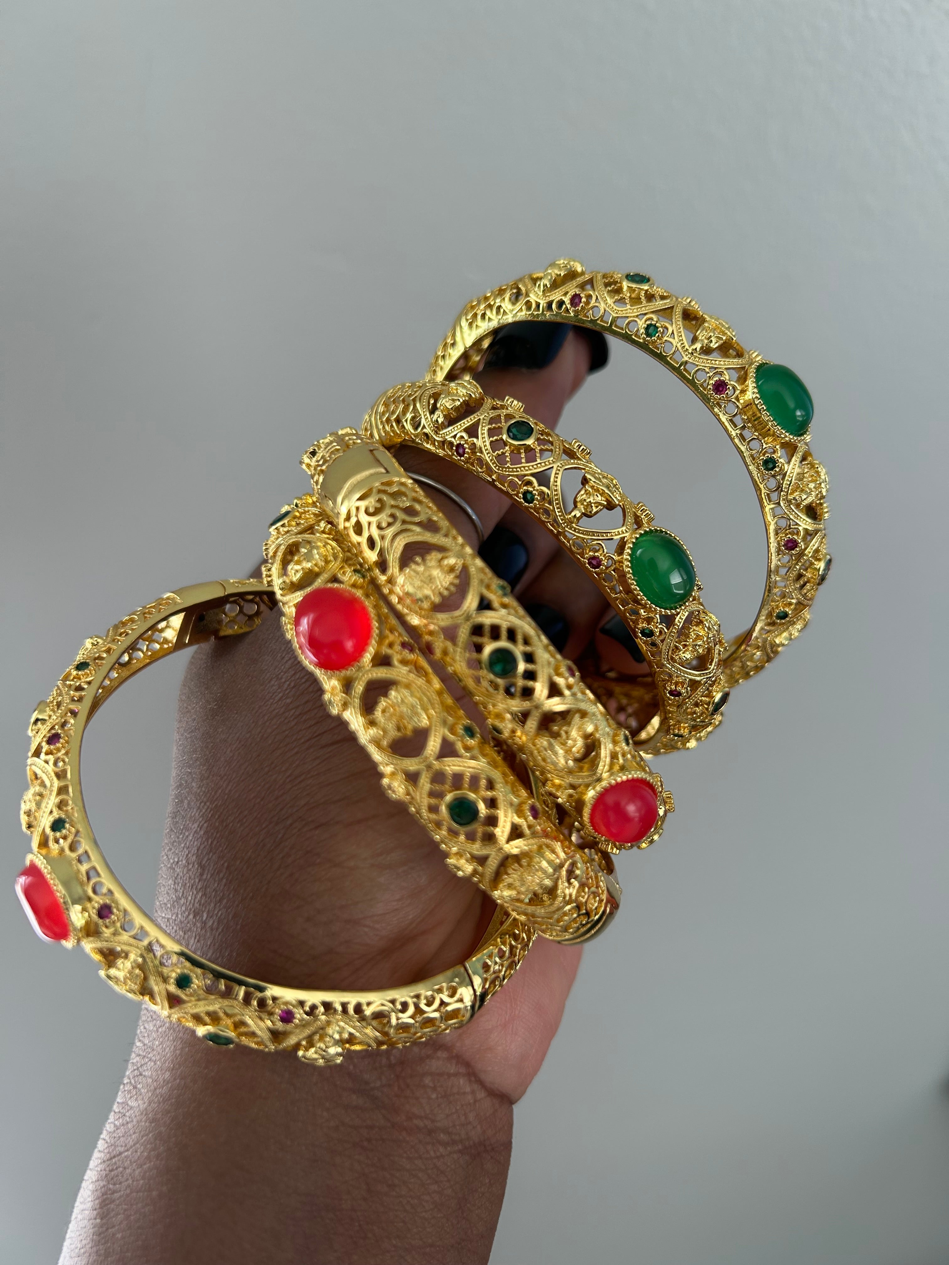 Vintage Gold Plated Bangle with Red Agate