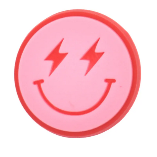 Pink Emoji Face with Lightening Eyes