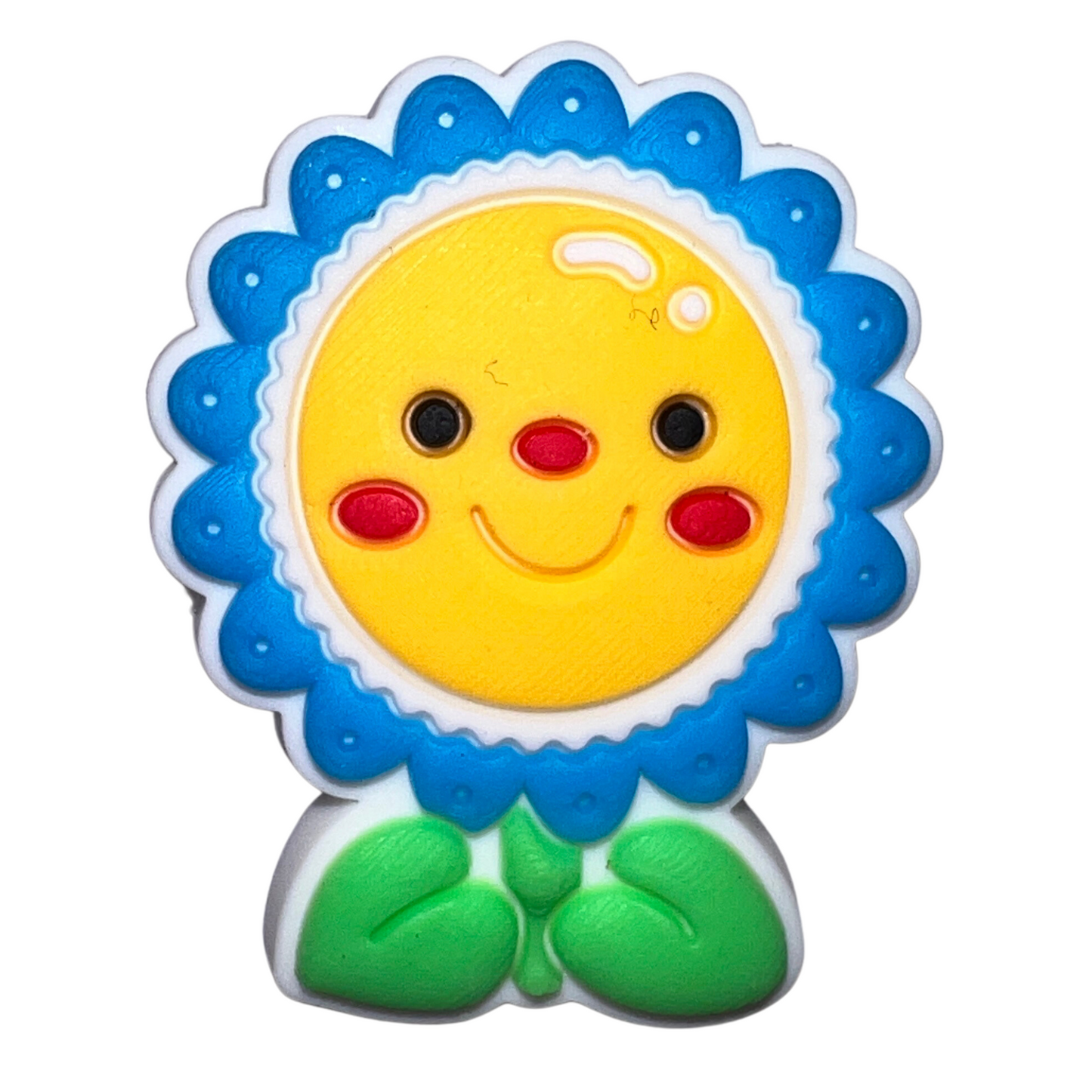 Blue Flower with Yellow Smiley Face