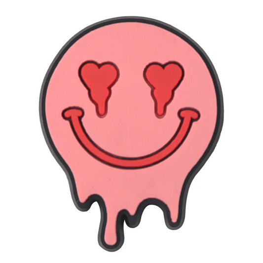 Pink Drip Face Smiley Emoji with Heart Eyes