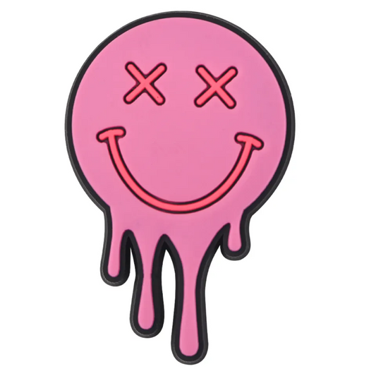 Pink Drip Face Smiley Emoji with Cross Eyes
