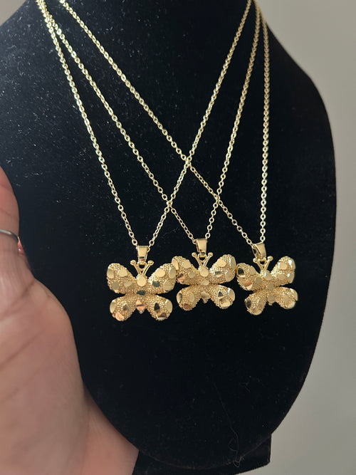 18K Gold Butterfly Nugget Necklace