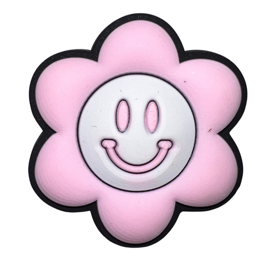 Pink Flower with Smiley Face