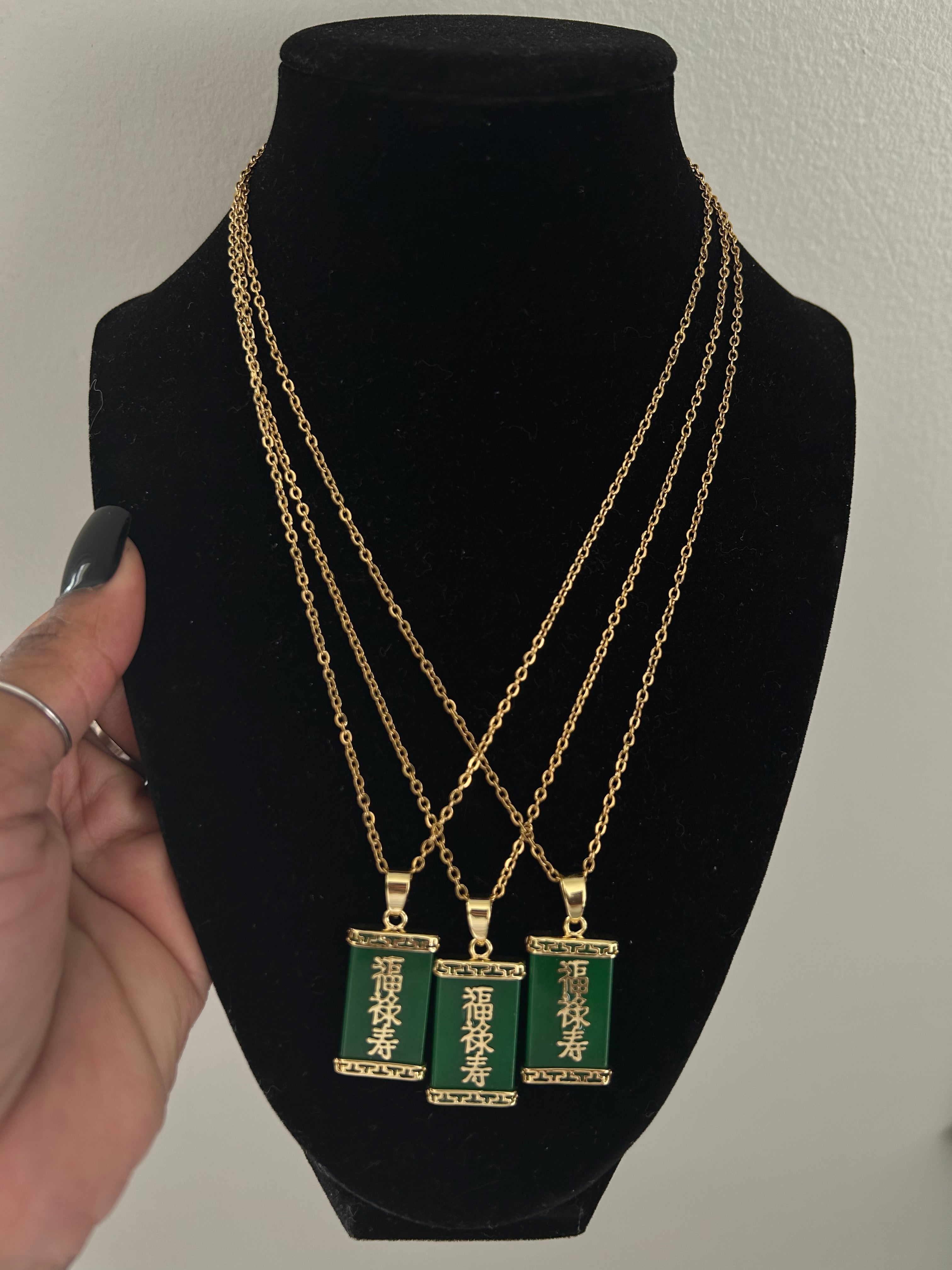Green JADE Chinese Necklace | Good Fortune