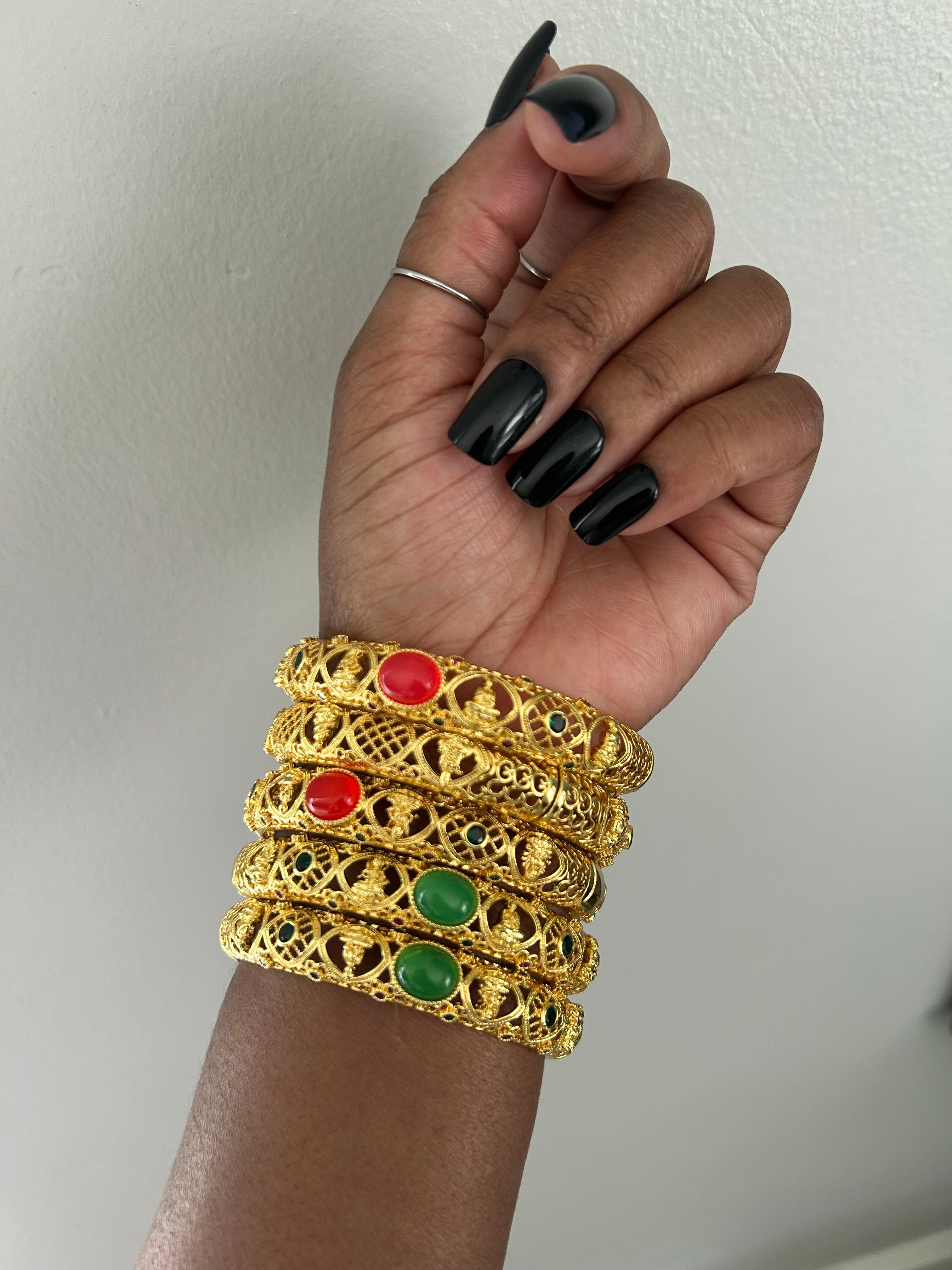 Vintage Gold Plated Bangle with Red Agate