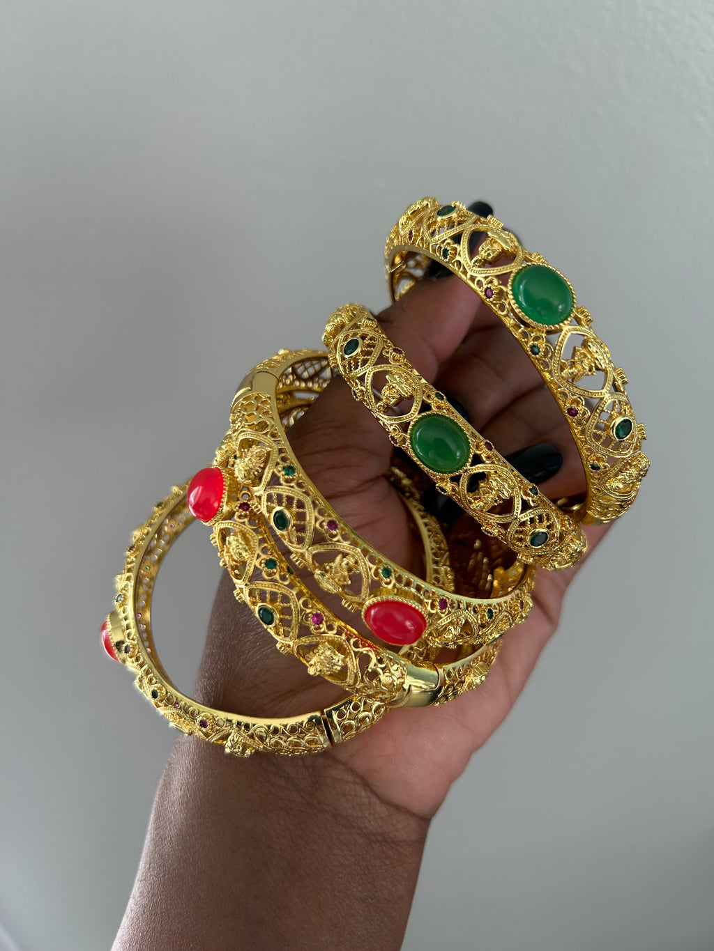 Vintage Gold Plated Bangle with Red Agate