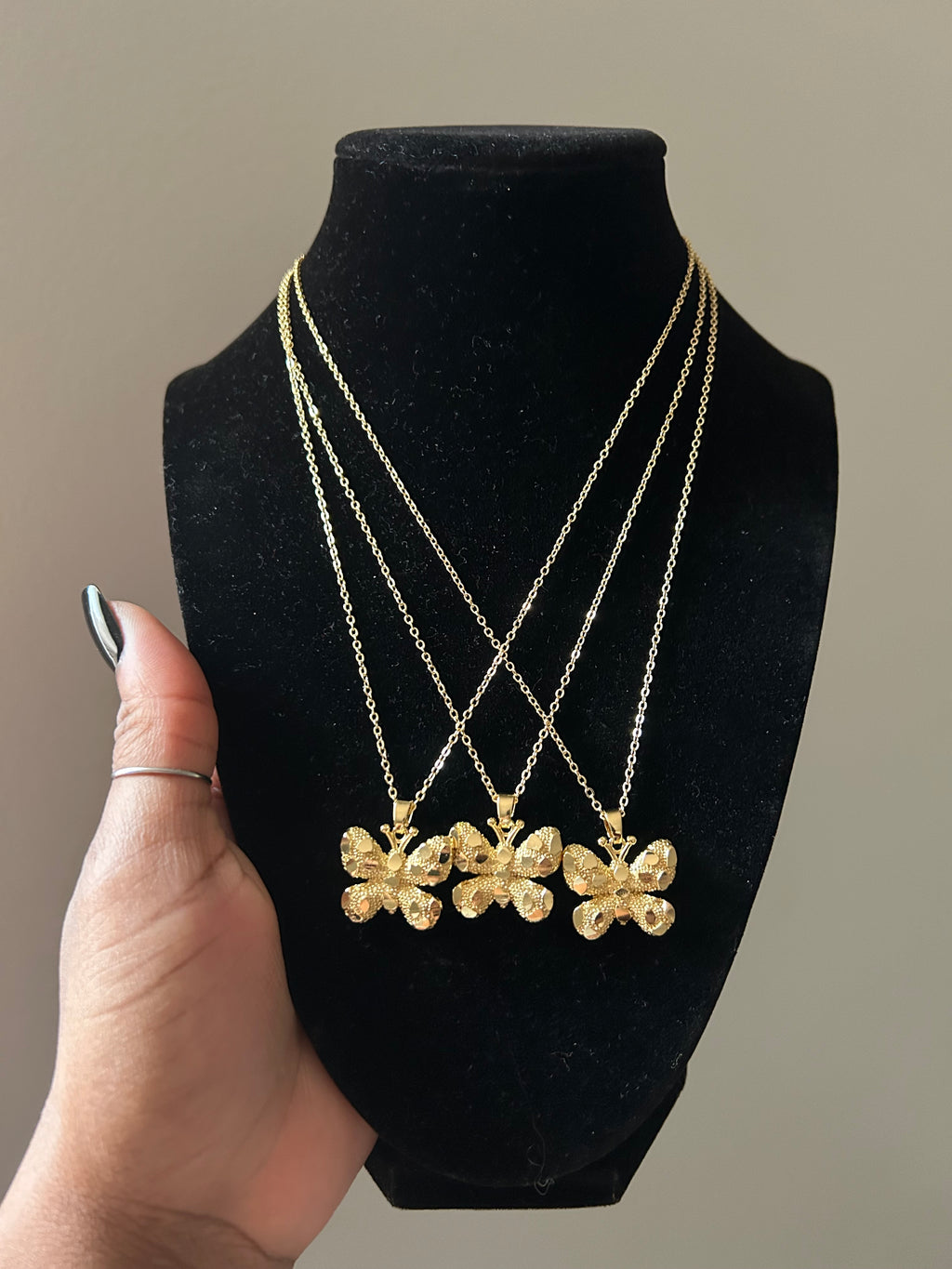 18K Gold Butterfly Nugget Necklace