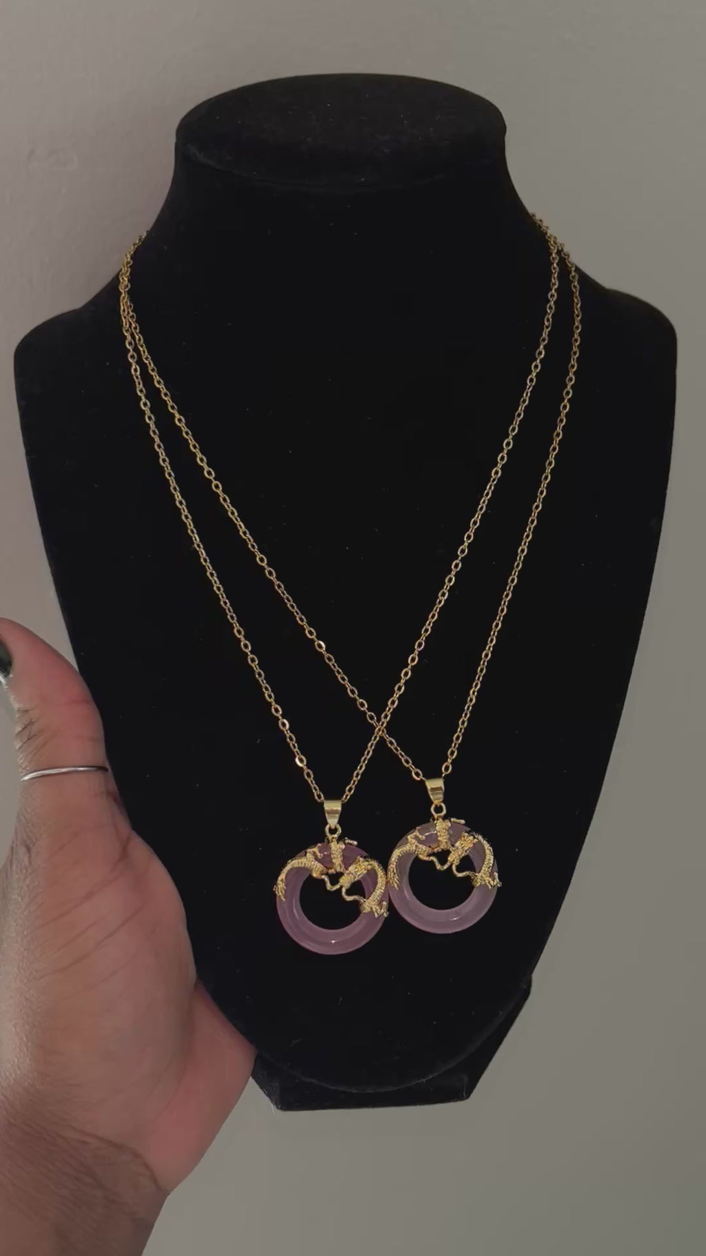 Pink Jade Dragon Necklace
