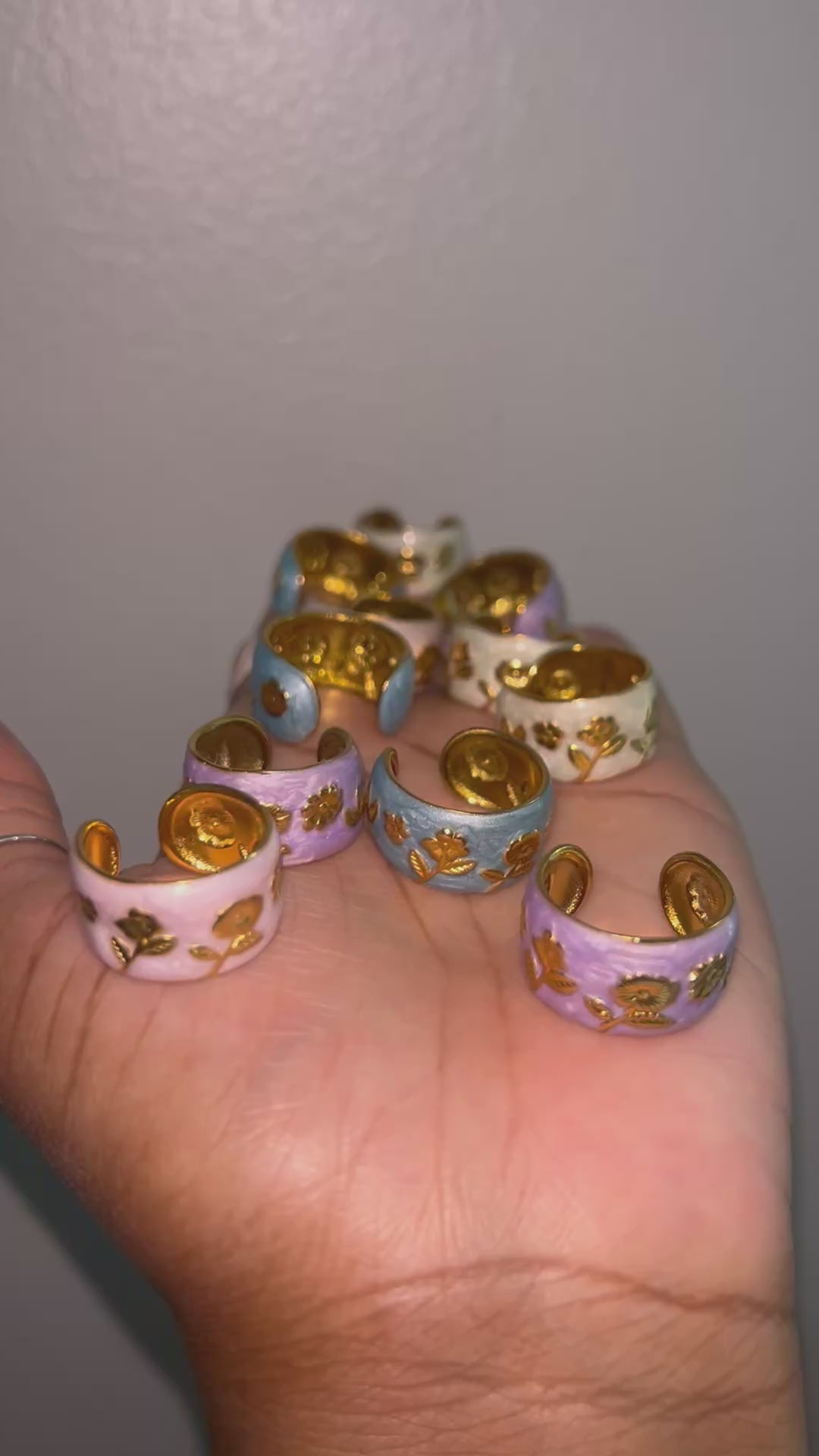 Floral Flowers | Hand Painted | Adjustable Ring