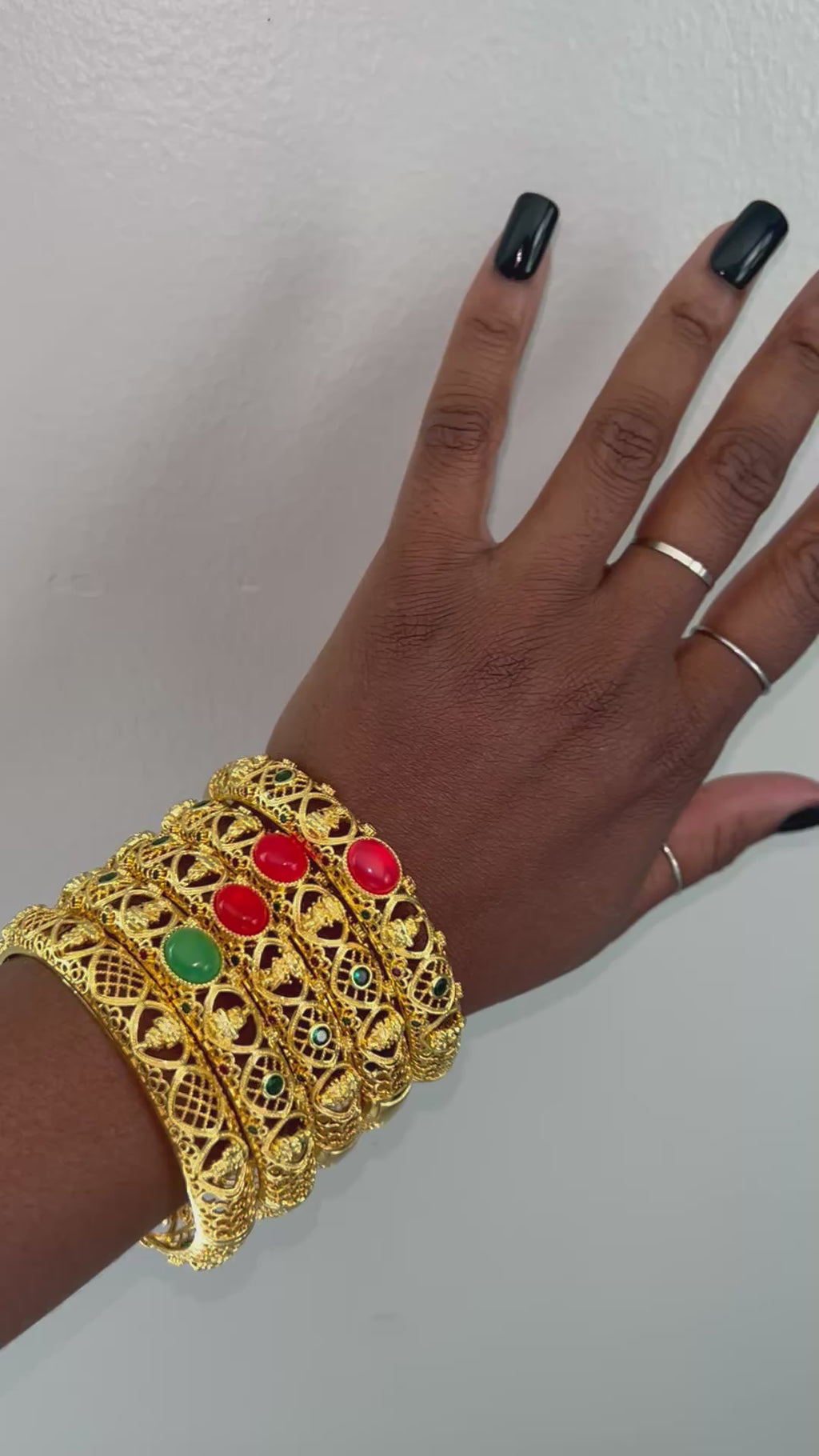 Vintage Gold Plated Bangle with Red Agate
